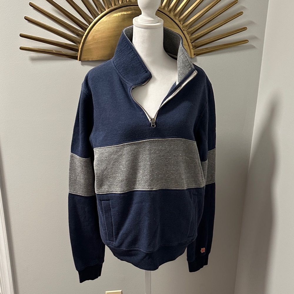 Homage Navy and Gray Men's Zip Up Pullover Sweatshirt